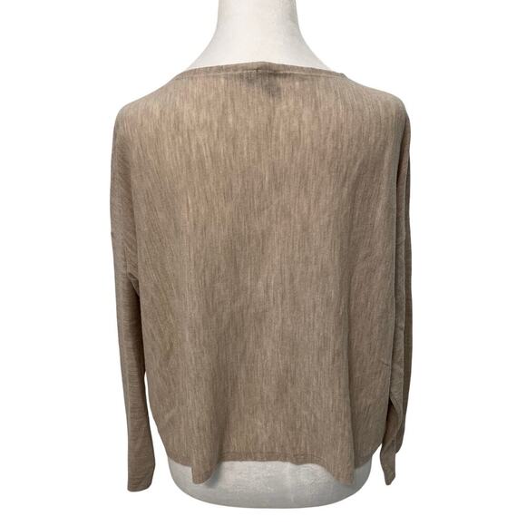 Eileen Fisher Long Sleeve Sweater Beige Size Medium 100% Merino Wool Lightweight - Picture 2 of 6